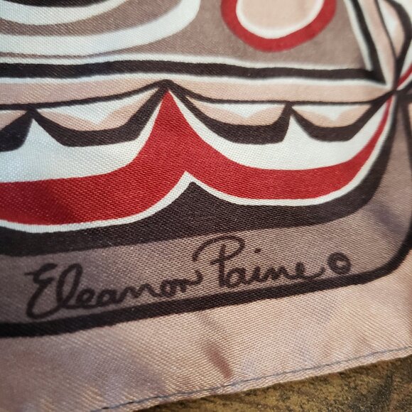 Inuit Formline First Nations scarf 27"x27" SKEMO Eleanor Paine Indian Sunface - Picture 5 of 10